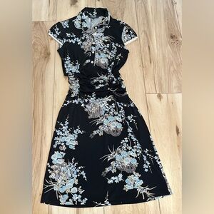 Vintage 1990s Asian inspired midi floral dress.